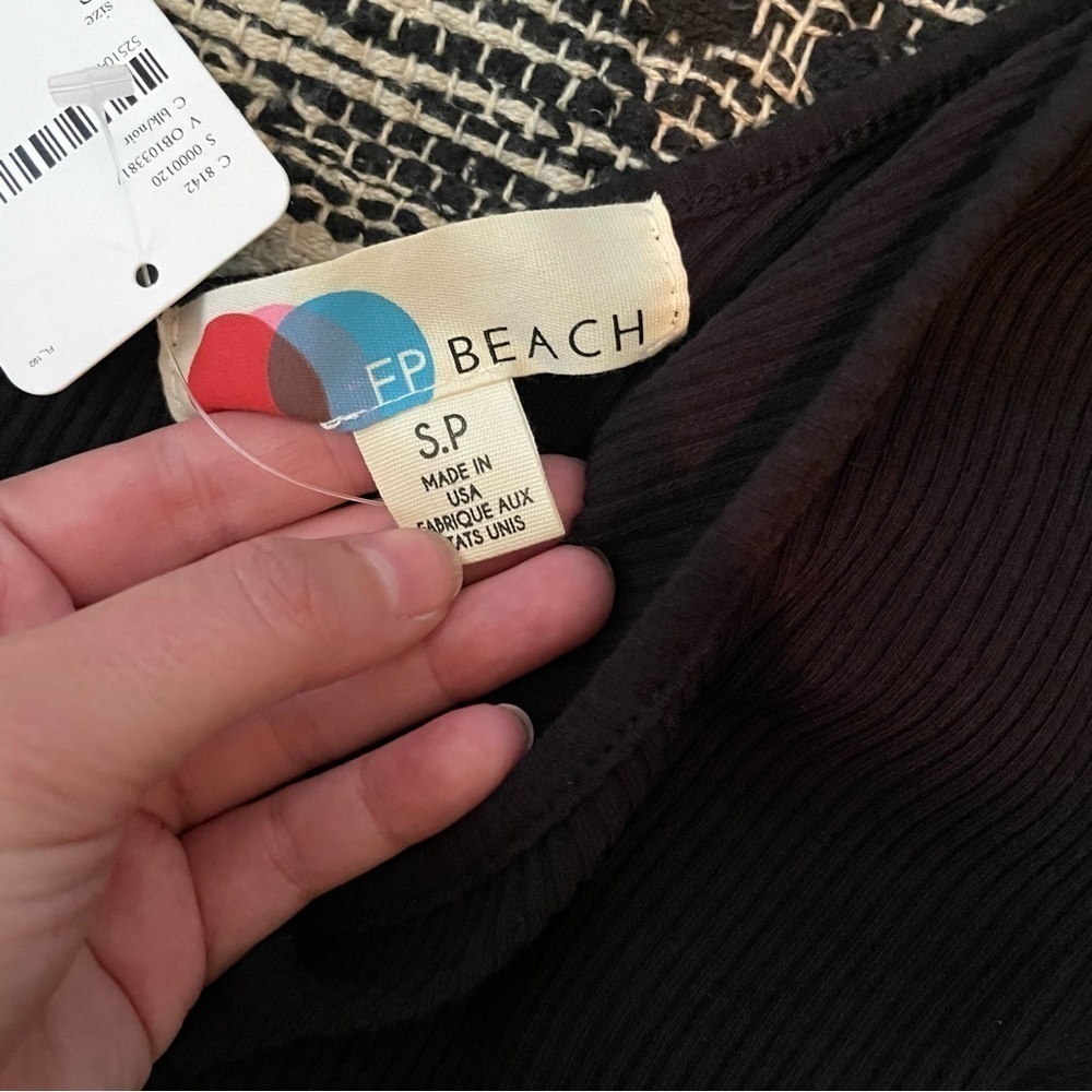 NWT Free People Beach Livia Mini Dress One Sleeve in Black - Picture 7 of 9